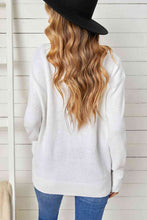Load image into Gallery viewer, Contrast Detail V-Neck Dropped Shoulder Knit Pullover