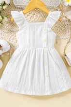 Load image into Gallery viewer, Baby Girl Decorative Button Ruffle Shoulder Textured Dress