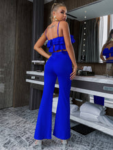 Load image into Gallery viewer, Layered Cami and Belted Flared Pants Set