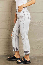 Load image into Gallery viewer, BAYEAS Acid Wash Accent Cropped Mom Jeans