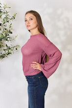 Load image into Gallery viewer, Culture Code Full Size Waffle-Knit Round Neck Long Sleeve Blouse