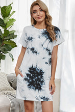 Load image into Gallery viewer, Tie-Dye Round Neck Tee Dress with Pockets