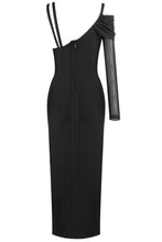 Load image into Gallery viewer, One Sleeve Pin Detail Slit Dress