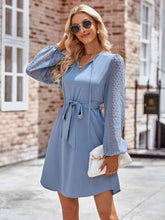 Load image into Gallery viewer, Tied Swiss Dot Long Sleeve Mini Dress