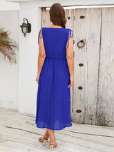 Load image into Gallery viewer, Pleated V-Neck Sleeveless Midi Dress