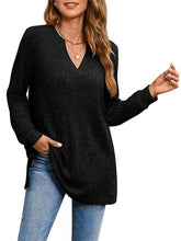 Load image into Gallery viewer, Slit Notched Pocketed Long Sleeve T-Shirt