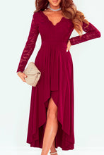 Load image into Gallery viewer, Lace High-Low V-Neck Dress