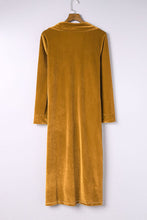 Load image into Gallery viewer, Collared Neck Longline Velvet Cardigan with Pockets