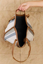 Load image into Gallery viewer, Fame Striped In The Sun Faux Leather Trim Tote Bag