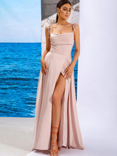 Load image into Gallery viewer, Tie-Shoulder Split Zip-Back Dress