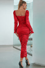 Load image into Gallery viewer, Ruched Puff Sleeve Sheath Dress