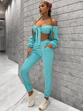 Load image into Gallery viewer, Exposed Seam Cropped Top and Joggers Set
