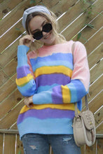 Load image into Gallery viewer, Multicolor Round Neck Dropped Shoulder Sweater