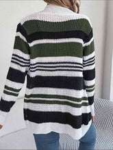 Load image into Gallery viewer, Striped Open Front Long Sleeve Cardigan