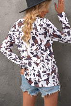 Load image into Gallery viewer, Cow Print Keyhole Long Sleeve Top