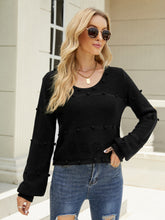 Load image into Gallery viewer, Pom-Pom Detail V-Neck Knit Sweater