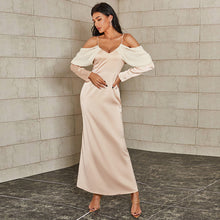 Load image into Gallery viewer, Spaghetti Strap Cold-Shoulder Maxi Sheath Dress