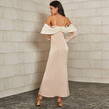 Load image into Gallery viewer, Spaghetti Strap Cold-Shoulder Maxi Sheath Dress