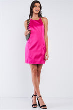 Load image into Gallery viewer, Raspberry Pink Sleeveless V-Neck T-Style Back Halter Tie Slim Fit Mini Tube Dress