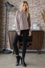 Load image into Gallery viewer, Heimish Full Size Ribbed Drawstring Kangaroo Pocket Hoodie