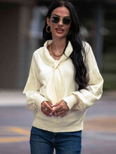 Load image into Gallery viewer, Tie Neck Dropped Shoulder Sweater