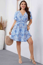 Load image into Gallery viewer, Plus Size Surplice Neck Flutter Sleeve Dress