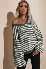 Load image into Gallery viewer, Striped Dropped Shoulder Sweater
