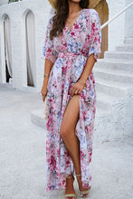 Load image into Gallery viewer, Printed Tied Half Sleeve Slit Dress