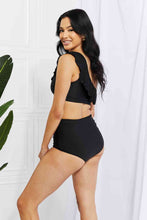 Load image into Gallery viewer, Marina West Swim Seaside Romance Ruffle One-Shoulder Bikini in Black