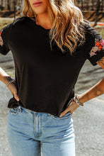Load image into Gallery viewer, Embroidered Round Neck Tee Shirt