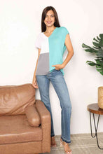 Load image into Gallery viewer, Double Take Color Block V-Neck Knit Top