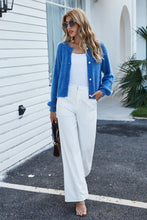 Load image into Gallery viewer, Round Neck Dropped Shoulder Fuzzy Cardigan