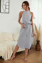 Load image into Gallery viewer, Drawstring Open Back Slit Sleeveless Dress
