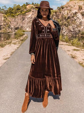 Load image into Gallery viewer, V-Neck Balloon Sleeve Ruffle Hem Dress