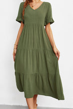 Load image into Gallery viewer, Short Sleeve V-Neck Tiered Dress