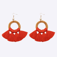 Load image into Gallery viewer, Tassel Cotton Cord Rattan Dangle Earrings