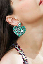 Load image into Gallery viewer, LOVE Beaded Heart Earrings