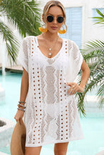 Load image into Gallery viewer, Openwork Plunge Dolman Sleeve Cover-Up Dress