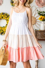 Load image into Gallery viewer, Color Block Frill Trim Spaghetti Strap Dress