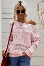 Load image into Gallery viewer, Openwork Boat Neck Pullover Sweater