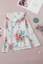 Load image into Gallery viewer, Floral Lace Trim Drawstring Hoodie