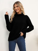 Load image into Gallery viewer, Slit Turtleneck Dropped Shoulder Sweater
