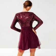 Load image into Gallery viewer, Sequin Surplice A-Line Tulle Dress