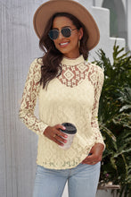 Load image into Gallery viewer, Mock Neck Long Sleeve Lace Top