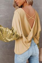 Load image into Gallery viewer, Sequin Waffle-Knit Blouse