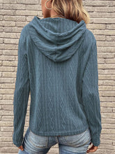Load image into Gallery viewer, Cable-Knit Drawstring Hooded Knit Top