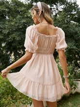 Load image into Gallery viewer, Ruched Frill Trim Smocked Waist Mini Dress