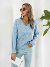 Load image into Gallery viewer, Openwork V-Neck Sweater