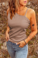 Load image into Gallery viewer, Asymmetrical Neck Sleeveless Waffle-Knit Tank