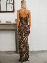 Load image into Gallery viewer, Leopard Print Spaghetti Strap Tie Back Dress
